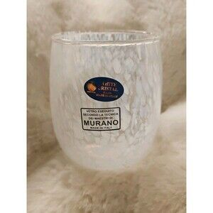 MURANO White Crystal Confetti Stemless Wine Glass Italy